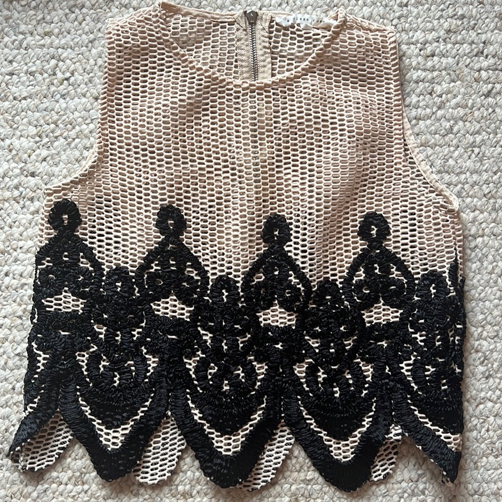 Embroidered Mesh Top